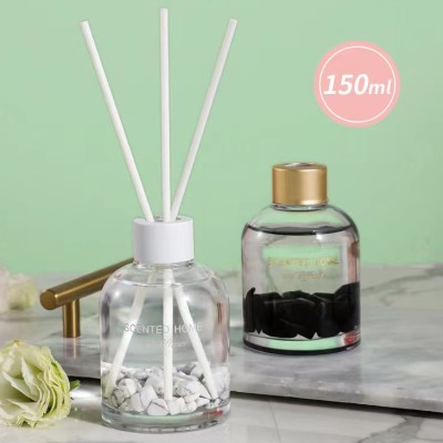 Customized 150ML Clear Glass Essential Oils Diffuser Simple Round Reed Diffuser Bottle Empty