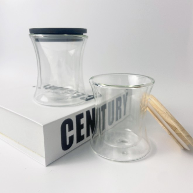 200ML Clear Double Wall Waist Design Empty Glass Candle Container Glass Jar for Candle Making