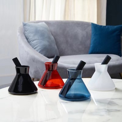 New Design Empty Conical Flask Home Fragrance Black Reed Diffuser Glass Bottle 200ml