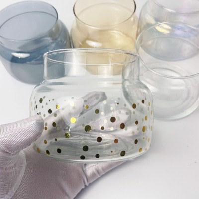 Luxury 12OZ Clear Amber Gray Glass Candle Jars with Lid Empty Unique Scented Cylinder for Home Decoration