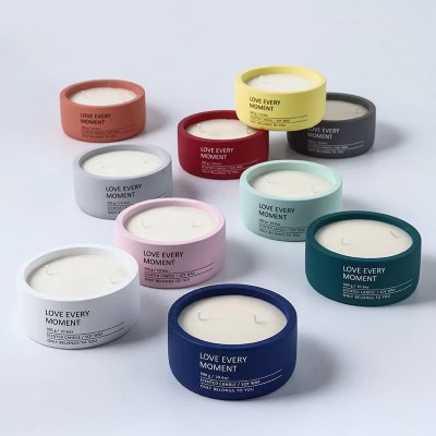 Ceramic Porcelain Candle Cans Candle Jar with Bamboo High Quality Luxury Home Decoration Paper Carton Customized Logo Free