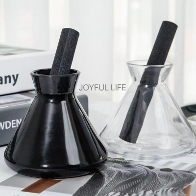 New Design Empty Conical Flask Home Fragrance Black Reed Diffuser Glass Bottle 200ml