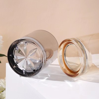 Candles Jars Empty Glass with Bamboo Lid Wholesale Colorfu Amber Gray Clear Valentine Print Handmade Silk Metal Cylinder