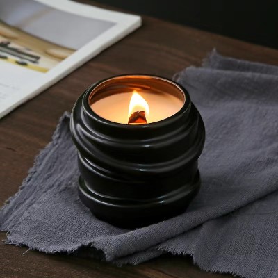 Empty Wholesale Luxury Color Home Decorative Matte Jar Candle Ceramic Candle Jars Matte White Black New Design