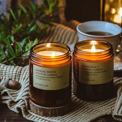 4OZ 8OZ 16OZ Matte Black/Clear/Amber/Frosted Customer Label Empty Glass Candle Jars With Metal Lids