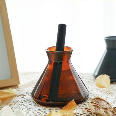 New Design Empty Conical Flask Home Fragrance Black Reed Diffuser Glass Bottle 200ml