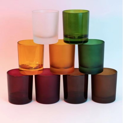 7OZ 10OZ 15OZ Multi Color Empty Glass Candle Jars Holder With Wooden Bamboo Metal Lids
