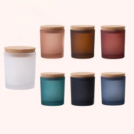 Wholesale OEM 10oz Custom Label Frosted Green White Red Empty Container Glass Candle Jar With Gift Box