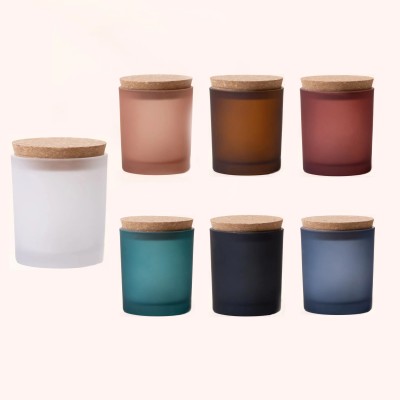 الجملة OEM 10oz التسمية المخصصة الصقيع الأخضر الأبيض الأحمر حاوية فارغة زجاجية شمعة جرة مع صندوق الهدايا
