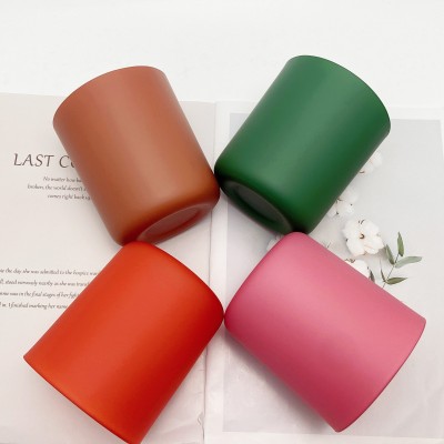 8oz 10OZ 12OZ 16OZ Aura Candle Vessels With Selectable Lid and Box Matte Luxury Glass Candle Jars