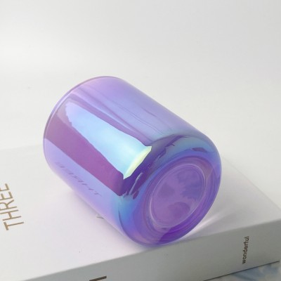 12OZ 16OZ Purple Aura Iridescent Glass Candle Jar with Round Bottom Luxury Style for Candle Making