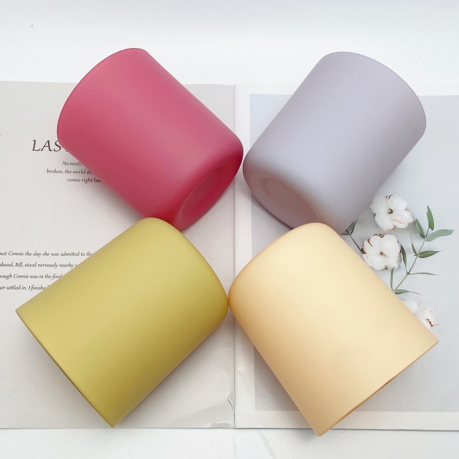 8oz 10OZ 12OZ 16OZ Wholesale Unique Round Bottom Shape Matte Luxury Glass Candle Jars with Cork Lids