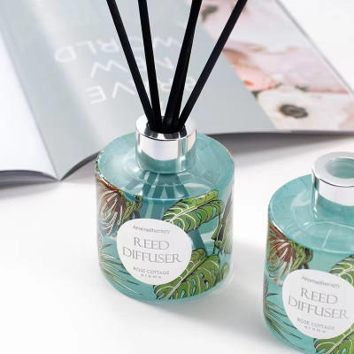 100ML 150ml 200ml Empty Luxury Round Clear White Perfume Reed Glass Diffuser Bottle with Screw Lids Wholesale