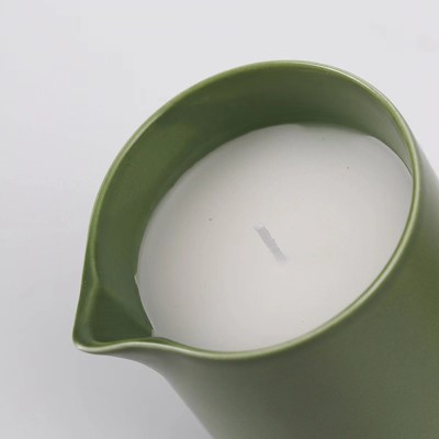 Hot Sale 6OZ Empty Ceramic Candle Jar With Spout and Lids for Massage