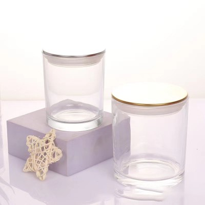 7OZ 10OZ 15OZ Clear Glass Candle Jars High Quality Glass Candle Holder for Industrial Using With Thin Metal Lids
