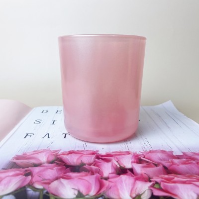New Design 10OZ 12OZ 16OZ Round Bottom Pearly Lustre Luxury Glass Candle Jar for Spring Summer Valentine's Day