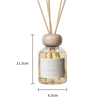 150ml Empty Luxury Round Clear Perfume Reed Glass Diffuser Bottle with Screw Wooden Lids Wholesale