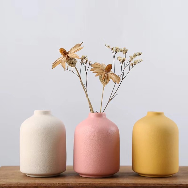 200ml Empty White Yellow Pink Reed Diffuser Ceramic Round Reed Diffuser Bottle With Stopper