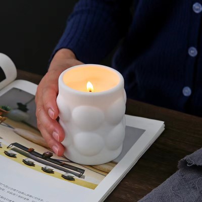 Empty 6OZ Cute Ceramic Candle Jar with Bubble for Candle Making Unique Creative Design Matte Candles Vessel Container