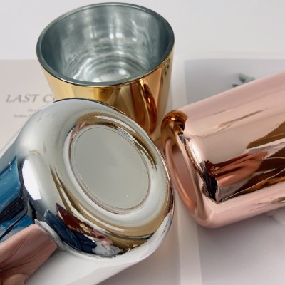 10oz 12oz 16oz Gold Sliver Rose Gold  Round Candles Jars Vessel Container Glass Candle Jar with Metal Lid