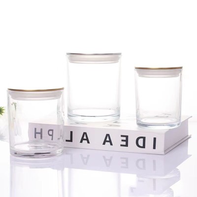 7OZ 10OZ 15OZ Clear Glass Candle Jars High Quality Glass Candle Holder for Industrial Using With Thin Metal Lids
