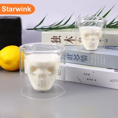Skull Shape Special Shape Double Wall Transparent Clear Empty Glass Candle Container Glass Jar for Candle Making