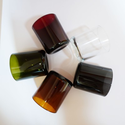 Stock 8OZ 12OZ 16OZ Transparent Amber Hunter Wine Clear Smoke Aura Glass Candle Jars Round Bottom Shape