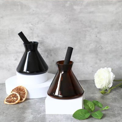 New Design Empty Conical Flask Home Fragrance Black Reed Diffuser Glass Bottle 200ml