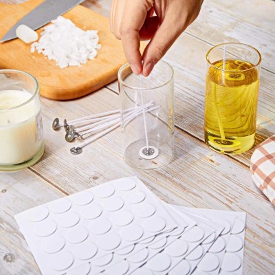 Heat Resistance Double-Sided Stickers with Tab Adhere Steady in Hot Wax Candle Adhesive Wick Stickers for Candle Making