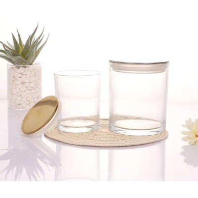 7OZ 10OZ 15OZ Clear Glass Candle Jars High Quality Glass Candle Holder for Industrial Using With Thin Metal Lids