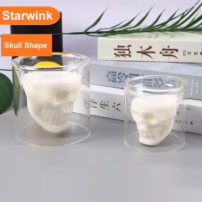Skull Shape Special Shape Double Wall Transparent Clear Empty Glass Candle Container Glass Jar for Candle Making