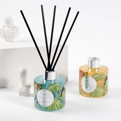 100ML 150ml 200ml Empty Luxury Round Clear White Perfume Reed Glass Diffuser Bottle with Screw Lids Wholesale