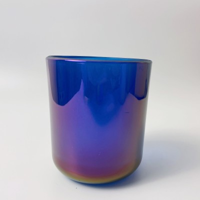 Luxury Rainbow Color Glass Candle Jars With Customized Lid Iridescent Candle Vessels for Christmas