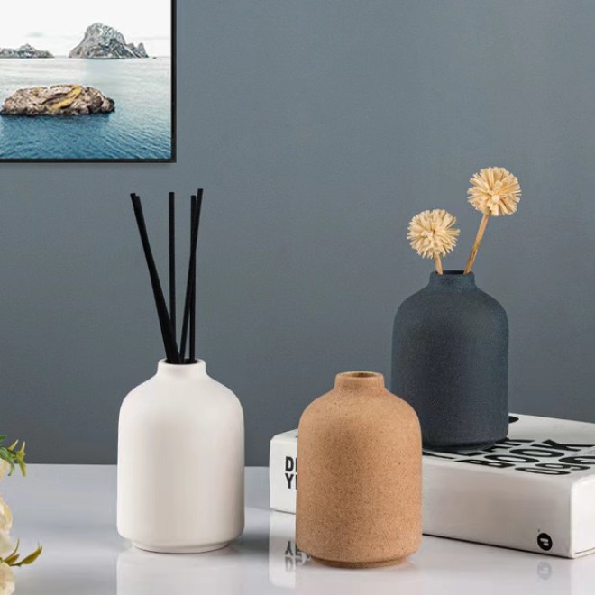 200ml Empty Reed Diffuser Ceramic Round Reed Diffuser Bottle and Box with Stopper