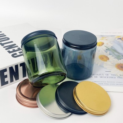 Hot Sale 8OZ Candle Glass Jar With Metal Lids Plastic Lids Translucent Ink Grey Smoke Blackish Green Candle Holder