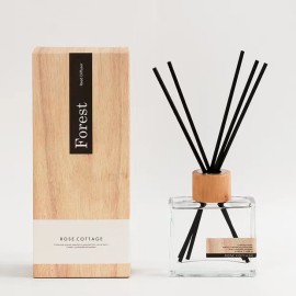 100ML 150ML Square Clear Luxury Reed Difuser Bottle With Customization Box Wooden Caps
