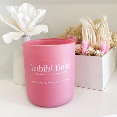 Luxury Custom Peach Canary Beige Round Bottom Glass Candle Jars Empty Holder for Easter Decorative Candle Making