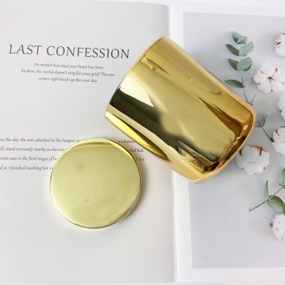 10oz 12oz 16oz Gold Sliver Rose Gold  Round Candles Jars Vessel Container Glass Candle Jar with Metal Lid