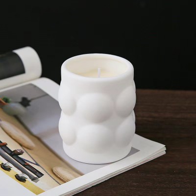 Empty 6OZ Cute Ceramic Candle Jar with Bubble for Candle Making Unique Creative Design Matte Candles Vessel Container
