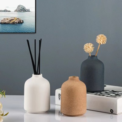 200ml Empty White Yellow Pink Reed Diffuser Ceramic Round Reed Diffuser Bottle With Stopper