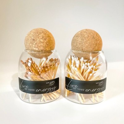 Empty High Borosilicate Glass Container Reusable Cotton Swab Matches Airtight Cosmetic Classic Storage Glass Jar