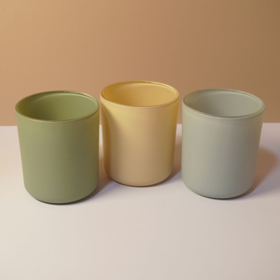 الجملة الشموع الزجاجية الفاخرة جرة 8OZ 10OZ 12OZ 16OZ أسطوانة أسفل مستديرة مع أغطية خشبية سفينة شمعة الحكمة