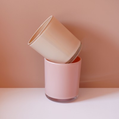 8OZ 10OZ 12OZ Glossy Blush Glass Candle Jar Luxury for Candle Maker