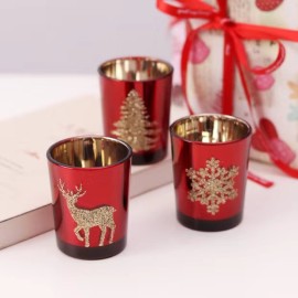 Cylinder Christmas Glass Candle Holder Home Decoration Cheap Glass Candle Jars With Customized Lid