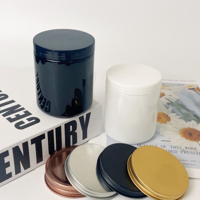 250ML 8OZ Empty Glossy Black White Scent Decorative Candle Glass Jars With Black White Lids and Boxes
