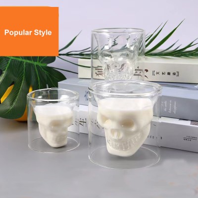 Skull Shape Special Shape Double Wall Transparent Clear Empty Glass Candle Container Glass Jar for Candle Making
