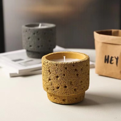 Customized Scented Candle Vessels Cement Concrete Candle Jar Concrete Jars for Candles