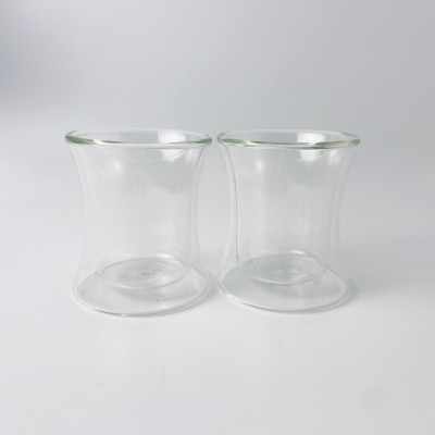 200ML Clear Double Wall Waist Design Empty Glass Candle Container Glass Jar for Candle Making