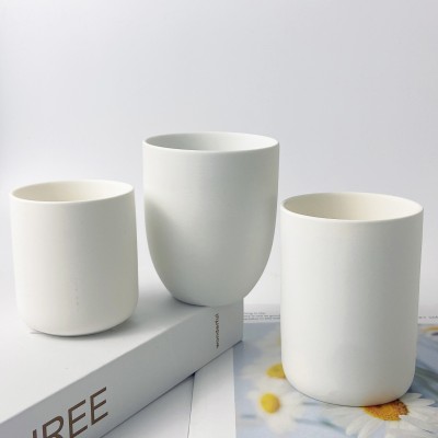 Elegant Matte White Jar Solid Color Cylindrical Ceramic Candle Jar Candle Container for Candle Making