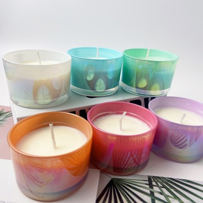 Colorful Multi Color Iridescent Glass Candle Jar for Candle Making Empty Luxury Candle Cups